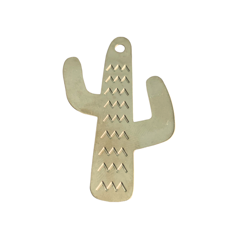 Pendentif cactus doré à l'or fin 24K-1 micron 50x30mm x1