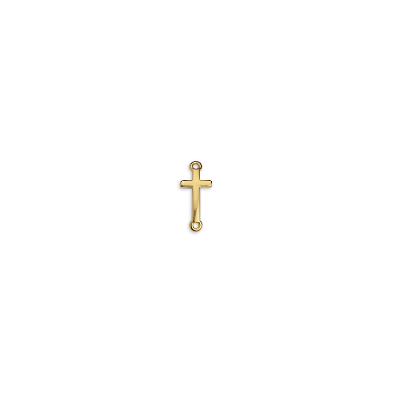 Intercalaire croix courbée en zamak doré à l'or fin 24k 8x14mm x1  - 1