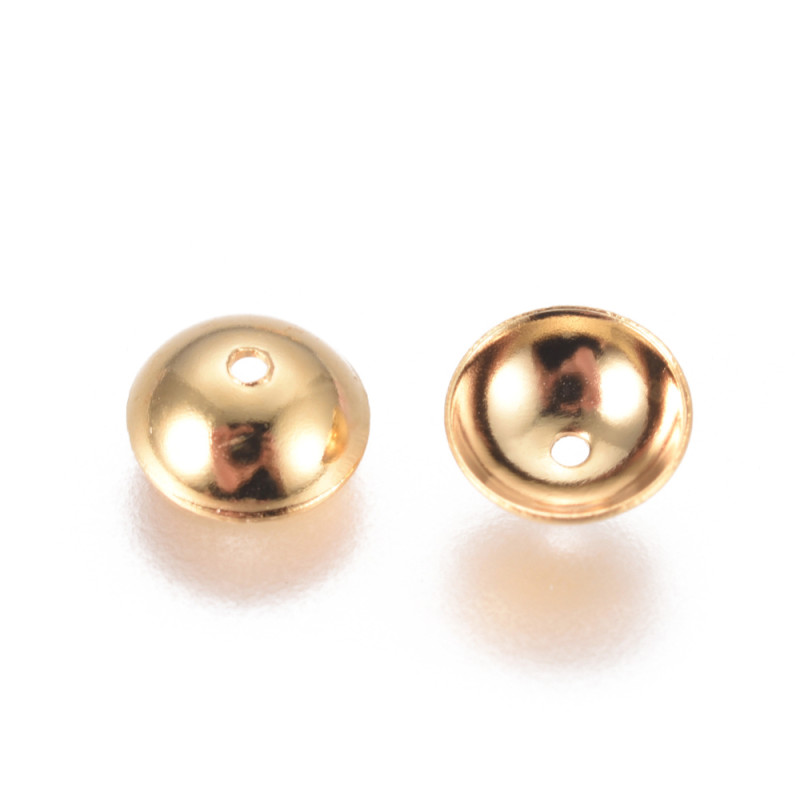 Coupelles de perles, en acier inoxydable 304, doré, 6x2mm x2