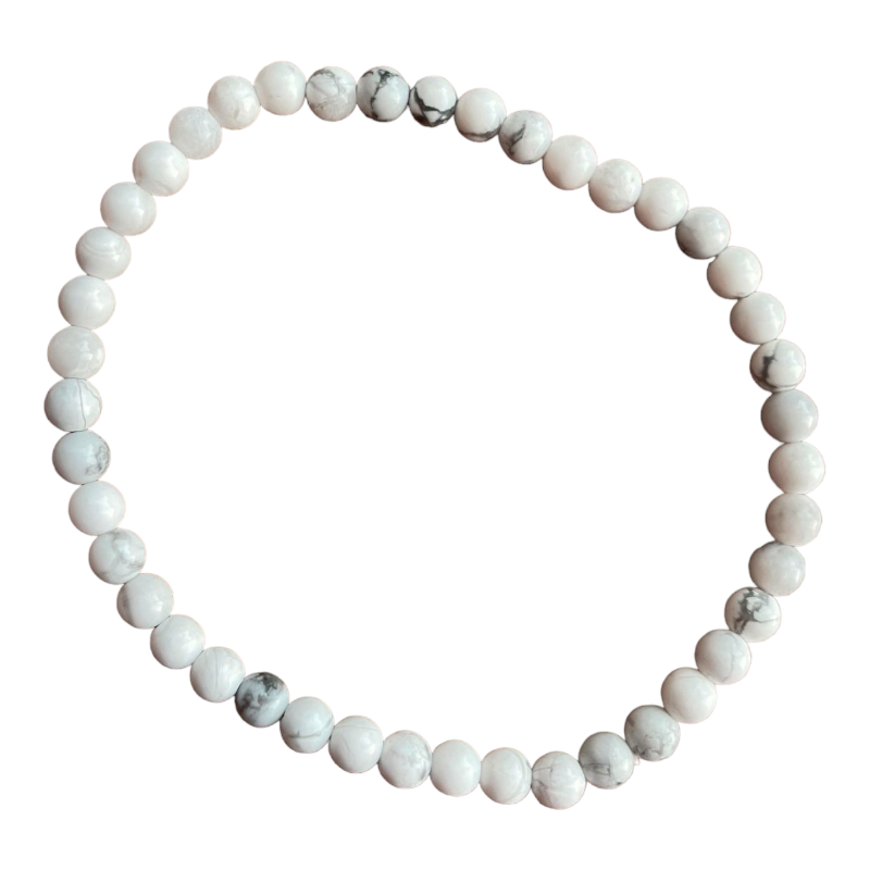 Bracelet Perle Ronde 4mm, Fil de 18cm en Howlite x1