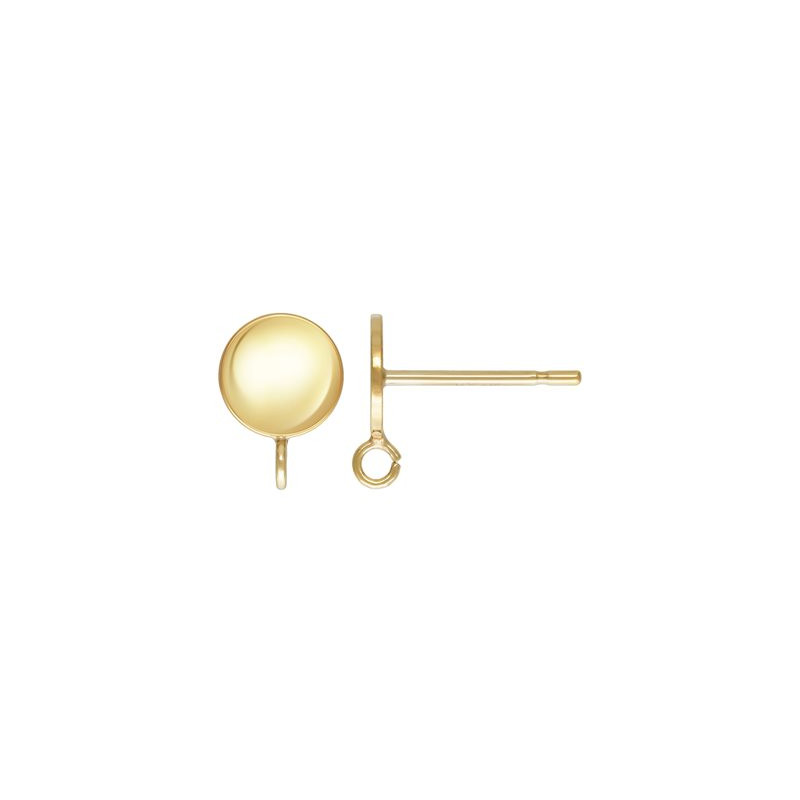 Clou d'oreille plateau rond 6mm Gold Filled x2