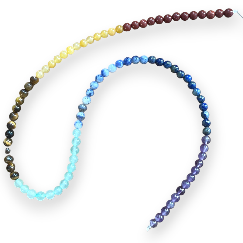 Fil de Perles Rondes 7 Chakras - 4mm, fil de 40cm x1