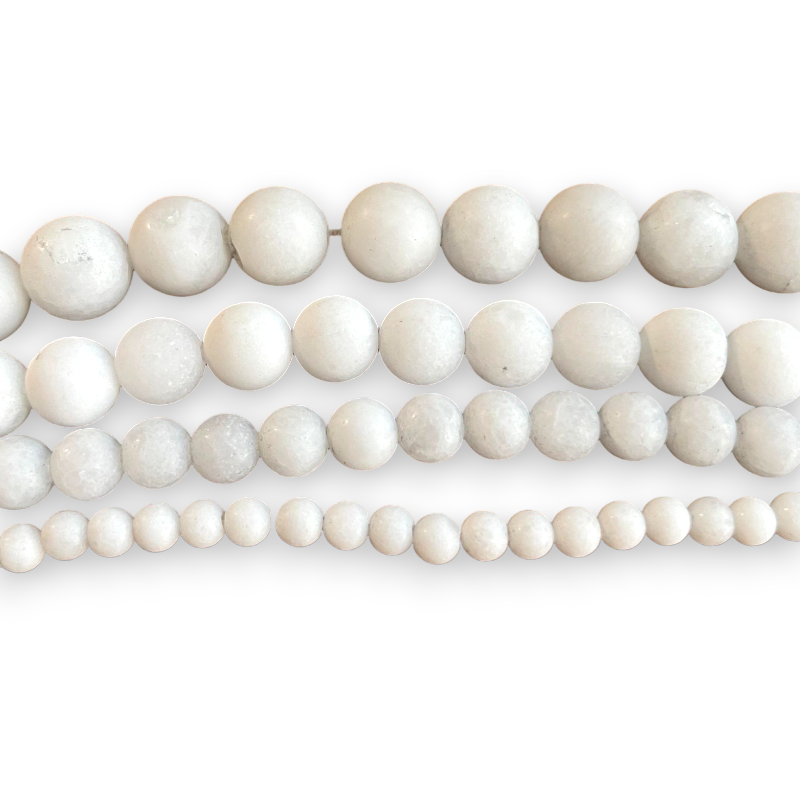 Fil de Jade Blanc Mat 40cm - Perles rondes 4mm, 6mm, 8mm et 10mm |4 déclinaisons| x1