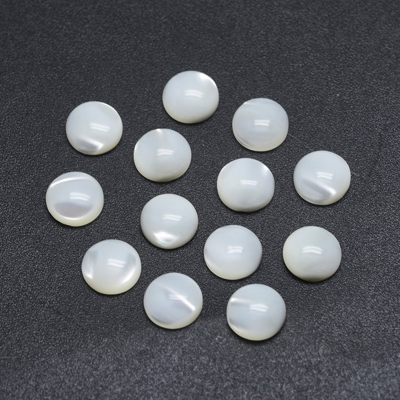 Cabochons en Coquille, Plat Rond - 8x2~3mm x2