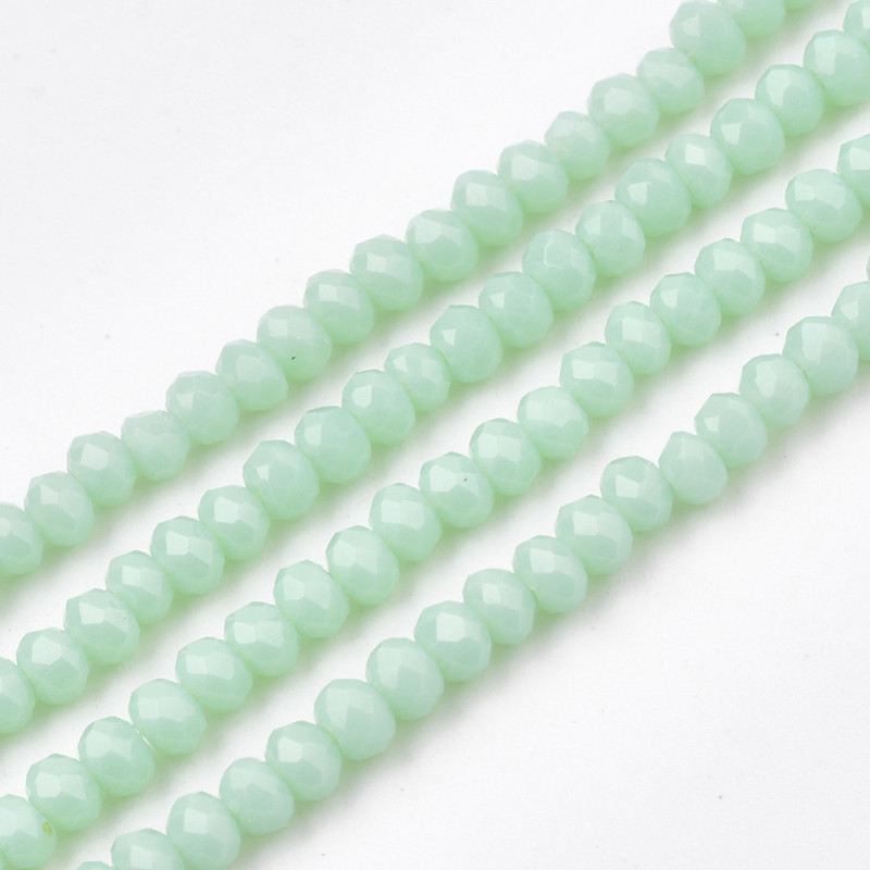 Perles en verre facettées turquoise pâle 3x2mm x1 fil