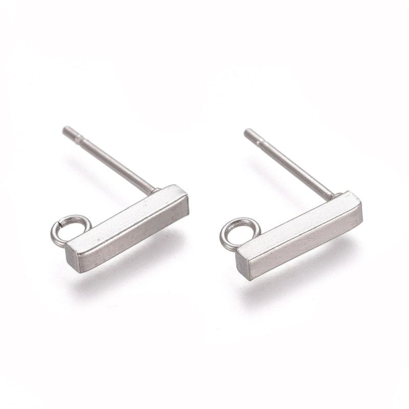 Clou d'oreille inoxydable 304 rectangle avec boucle, 10x2x2mm x2