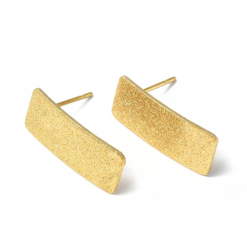 Clous d'oreilles acier inoxydable 304 rectangle pailleté avec boucle, dorés, 20x8mm x2