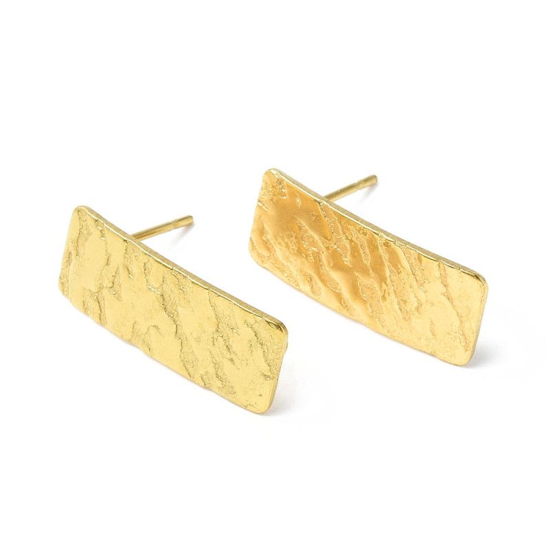 Clous d'oreilles acier inoxydable 304 rectangle marbré avec boucle, dorés, 26x20.5mm x2