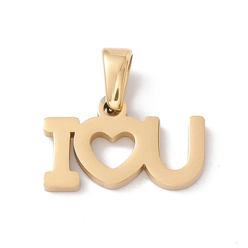 Pendentif "I LOVE YOU" en Acier Inoxydable 304 doré 10x16mm x1