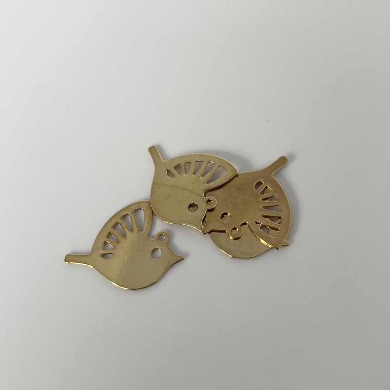 Breloque Oiseau en Étain Doré à l'Or Fin 24K - 19.5x15.5mm x1