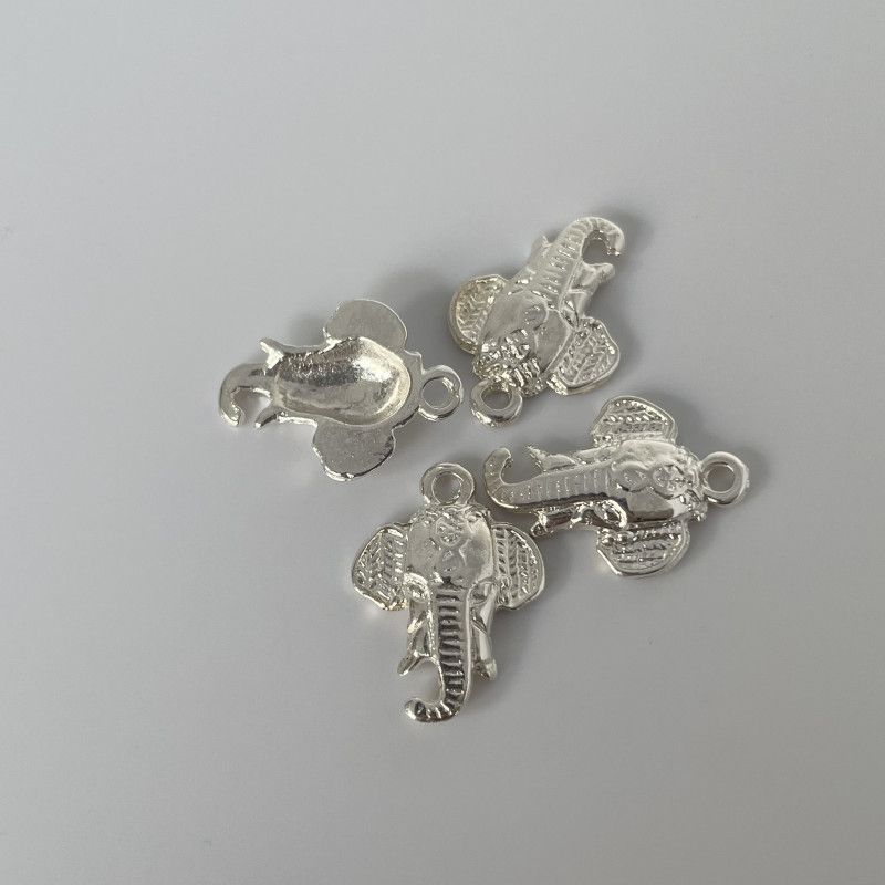 Breloque Éléphant de Face, Finition Argent 925 - 21.8x16mm x1