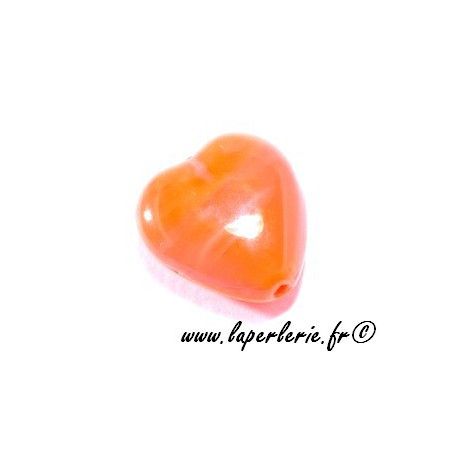 Coeur 11X11mm ORANGE CORAIL x5  - 1