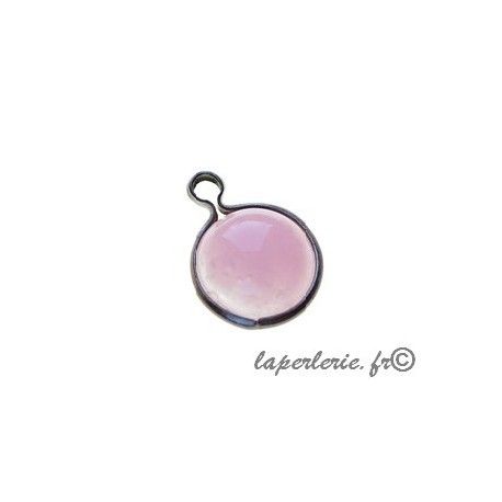 Breloque sertie 10x14mm ROSE OPAL  - 1