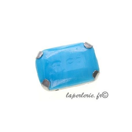 Cabochon rectangle 25x18mm serti Argenté vieilli TURQUOISE  - 1