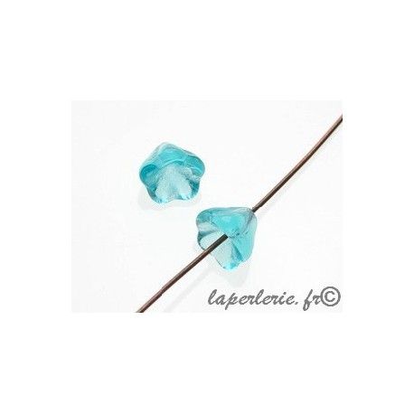 Fleur clochette 8x6mm AQUAMARINE x6  - 1