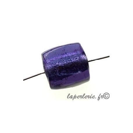 Carré aplati 19x19mm ép.10mm feuille d'argent DARK TANZANITE  - 1