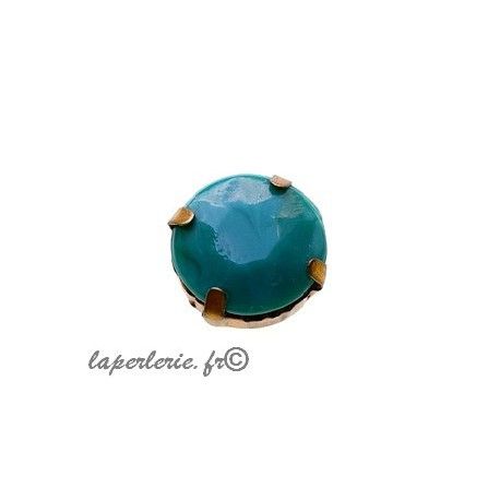 Cabochon 18mm serti laiton vieilli LIGHT EMERALD  - 1