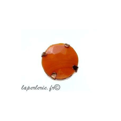 Cabochon 18mm serti cuivre vieilli LIGHT ORANGE  - 1