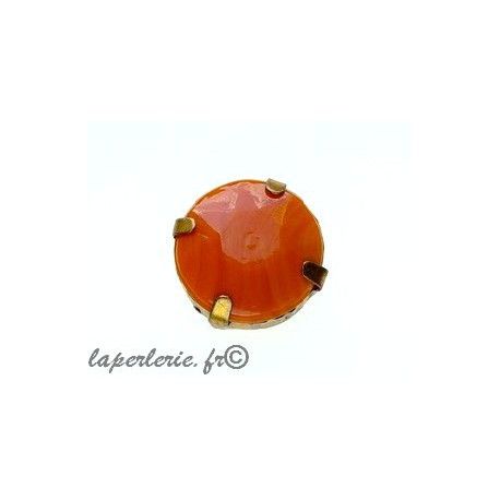 Cabochon 18mm serti laiton vieilli LIGHT ORANGE  - 1