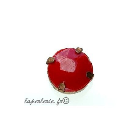 Cabochon 18mm serti cuivre vieilli ROUGE  - 1