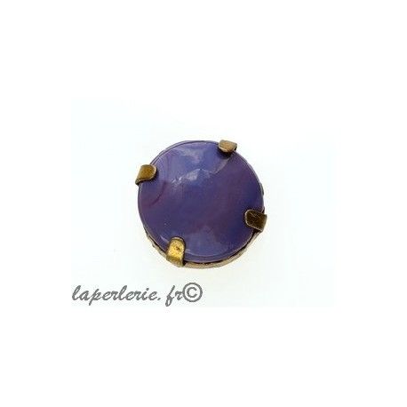 Cabochon 18mm serti laiton vieilli LILAS  - 1