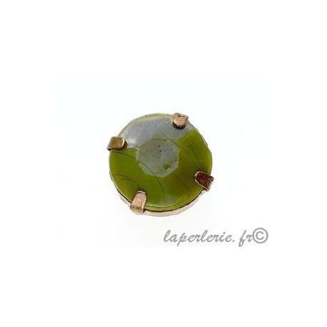 Cabochon 18mm serti cuivre vieilli OLIVINE  - 1