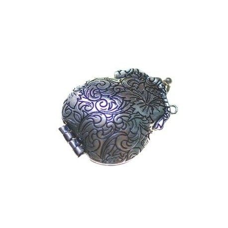 Pendentif porte-monnaie 52x49mm ARGENTÉ VIEILLI  - 1