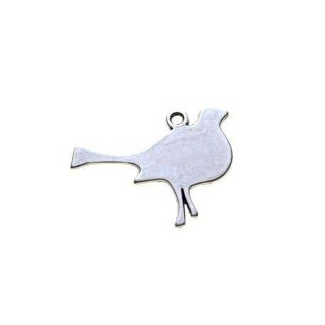 Breloque oiseau 34x26mm ARGENTÉ VIEILLI  - 1