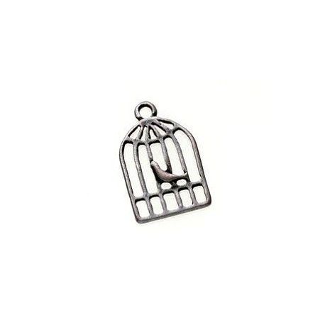 Breloque cage à oiseau 19x12mm ARGENTÉ VIEILLI  - 1