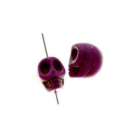 Tête de mort en howlite 13x10mm VIOLET x3  - 1