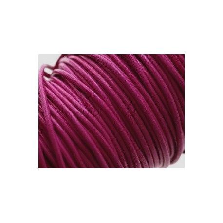 Cordon de cuir 2mm FUSHIA x1m  - 1