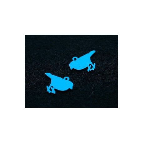 Laser cut émaillé oiseau 12x8mm BLUE ZIRCON x4  - 1