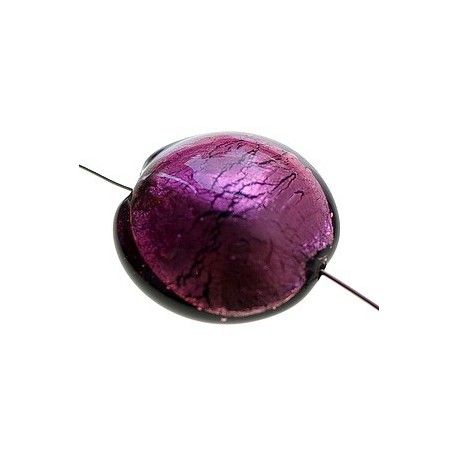 Ronde aplatie feuille d'argent 25mm AMETHYST  - 1