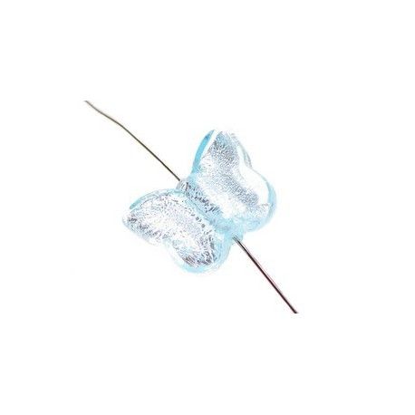 Papillon feuille d'argent PM 21x15mm AQUAMARINE  - 1