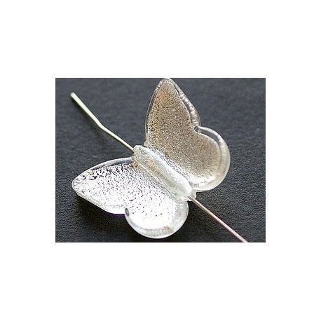 Papillon feuille d'argent GM 30x22mm CRYSTAL  - 1