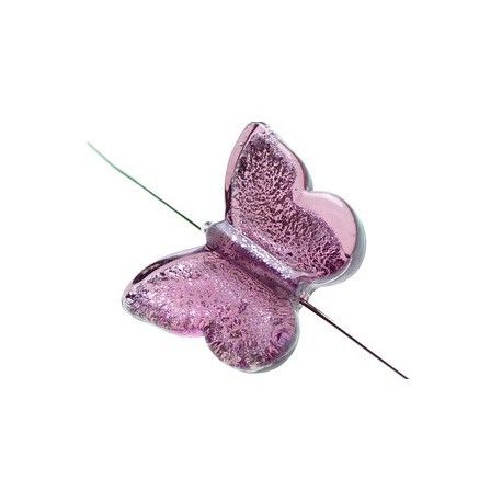 Papillon feuille d'argent GM 30x22mm AMETHYST  - 1