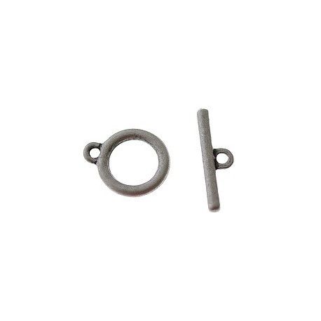 Fermoir toggle rond 18x15mm ARGENTÉ VIEILLI  - 1